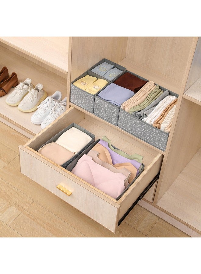 House of Quirk Non-Woven Foldable Clothing Storage Box Closet Dresser Drawer Organizer Cube Basket Bins Containers Divider With Drawers For Underwear, Bras, Socks, Ties, Scarves, Set Of 6 (Grey Cube) - Image 3