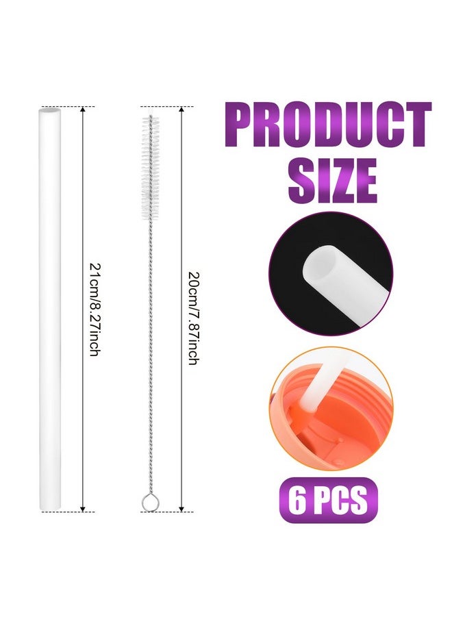 AIEX 6pcs Replacement Straws for Owala FreeSip 24 oz, 32 oz, Reusable Straws with Cleaning Brush for Owala Flip Insulated Stainless Steel Water Bottle 24oz 32oz, Tumbler Accessories Parts (White)  - Image 1