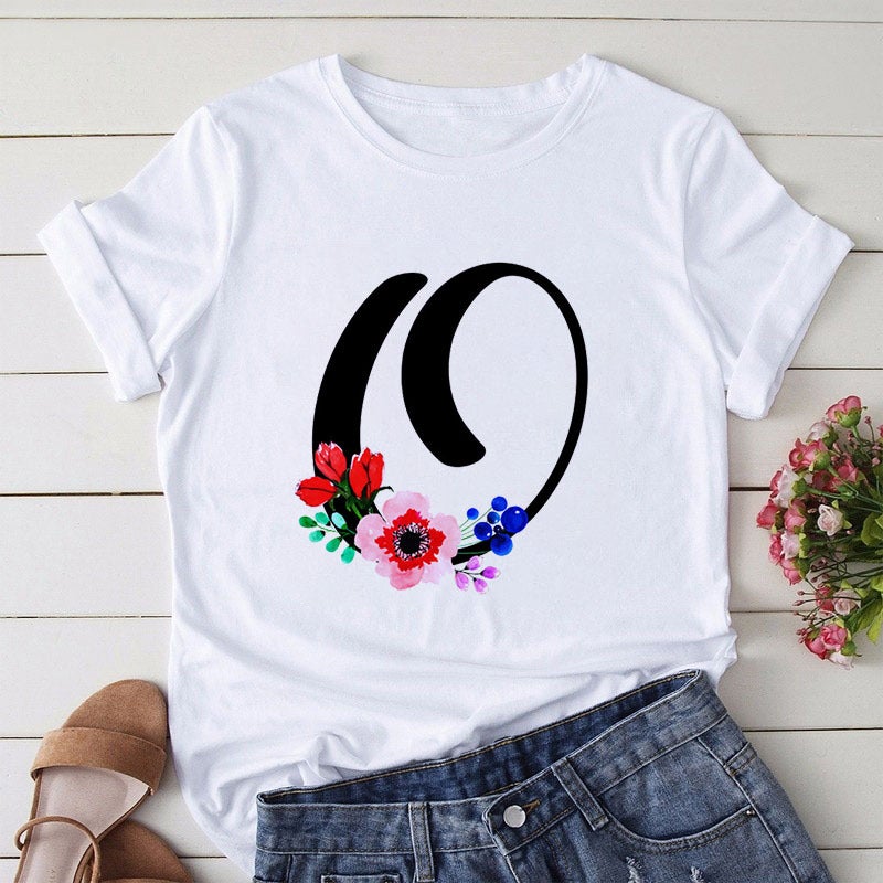 [Hair On The Day] T-Shirt Women'S Short-Sleeved Printed Butterfly Letter Large Size T-Shirt 26 English Women'S Wear - Image 1