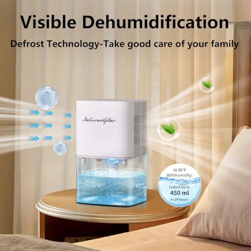 BeOkay Dehumidifier 1657ML 58OZ Small Dehumidifier for Home 230 Ft² Safety Dehumidifiers Adjustable 10 Color Lights 5 Timers 3 Setting Modes Auto Shut Off Protection Low Noise For Bedroom Bathroom - Image 2
