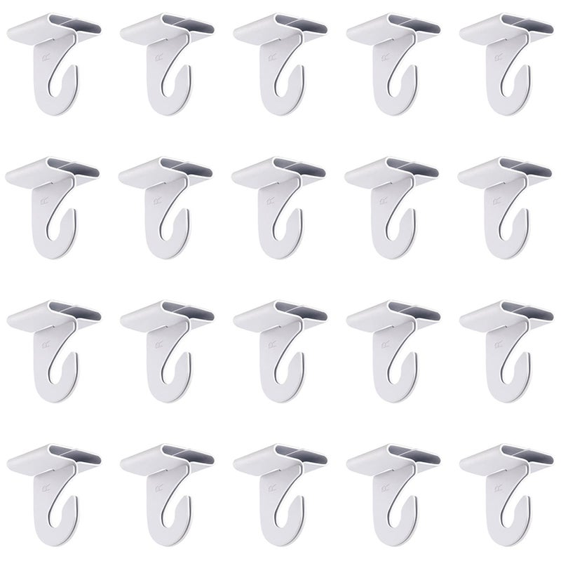 Gansita 20 Pair Drop Hooks for Hanging White Heavy Duty Metal TBar Hooks Suspended Ceiling Tile Hook Clips for Home Classroom Office Decorations