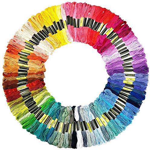 DIY Crafts Rainbow Color Embroidery Floss - Cross Stitch Threads - Friendship Bracelets Floss - Crafts Floss - Skeins Per Pack Set of Embroidery (Pack of 100 Pcs, Bright High) - Image 1