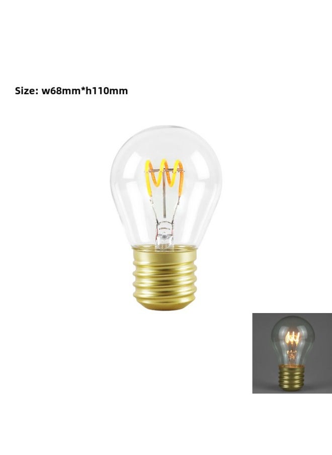 Generic - Edison Cartoon Shape Light Bulb LED Charging Light Bulb Color Fun Decorative Lamp Portable Night Light-Color:Horizontal Spiral-warm Yellow 2200k-Size:68*112mm - Image 1