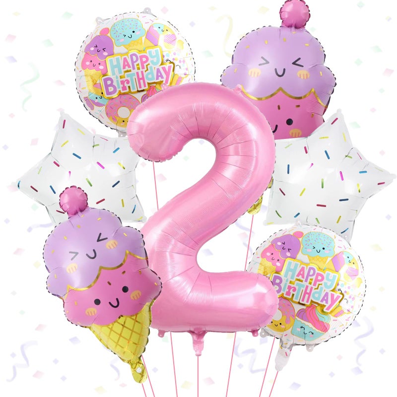 Villorem Ice Cream Balloons Pink Number 2 Balloon Ice Cream Themed Party Decorations for Birthday Party Baby Shower - Image 3