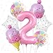 Villorem Ice Cream Balloons Pink Number 2 Balloon Ice Cream Themed Party Decorations for Birthday Party Baby Shower - Image 2