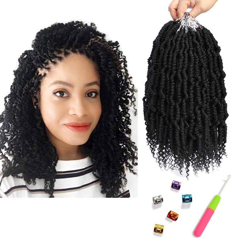 Dorsanee Bomb Twist Crochet Hair 10 Inch 6 Packs Mini Passion Twist Crochet Hair for Black Women Prelooped Spring Twist Crochet Braids Nubian Twist Synthetic Hair Extension 1B