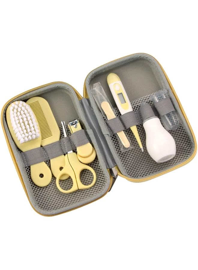 SCIENISH Toddler Infant Convenient Healthcare Daily Care Kit Nail Clipper Safety Scissors Hair Brush Comb (Yellow) - Image 1
