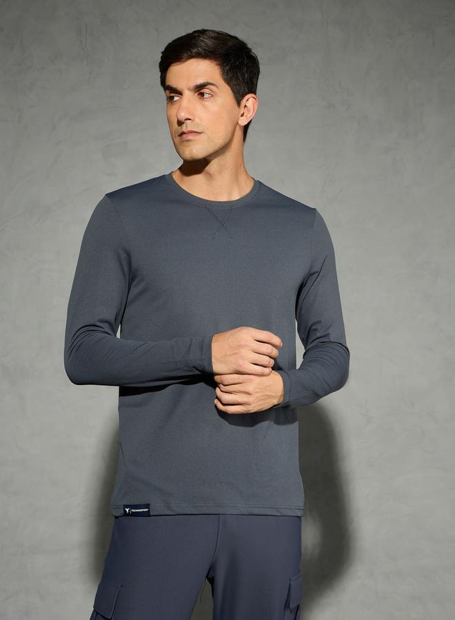 تكنوسبورت تيشيرت تكنوسبورت بأكمام طويلة ورقبة دائرية - Image 1