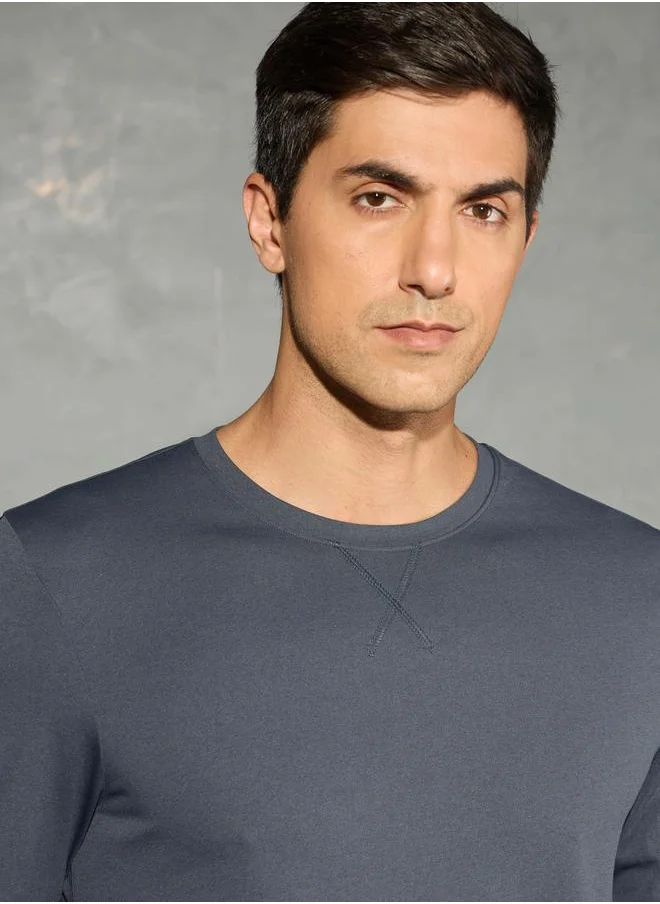 تكنوسبورت Technosport Solid Round Neck Long Sleeve T-Shirt