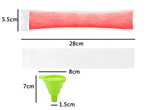 JIELUO 100 PCS Pop Bags Pop Mold Bags Popsicle Pouches Popsicle Molds bags BPA Free Ice Pop Pouch with A Funnel for Yogurt, ice Candy, Ice cream Party Favors - Image 2