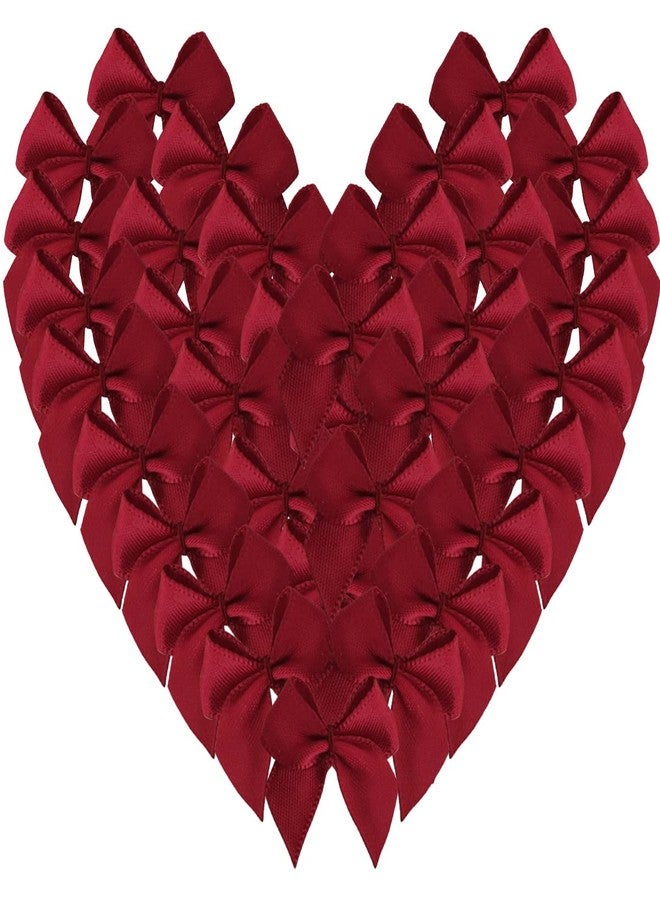 Micomon 50pcs 1.2-Inch Mini Satin Ribbon Bows for Crafts Small Burgundy Bows Christmas Decoration Embalishement Scrapbooking(Burgundy) - Image 1