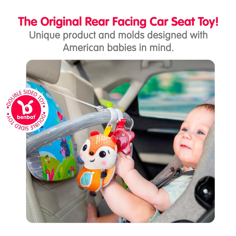 BENBAT Car Seat Toys for Babies - Double Sided Rear Facing Carseat Toy with Baby Mirror for Infants Girls and Boys 0+ Month Blue - Image 3