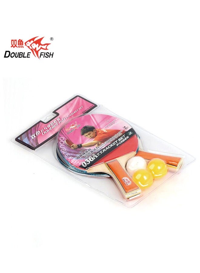 Double Fish Fish 036A Ping Pong Paddle Set For Beginners - Two Long-Handle Paddles With Three Balls - Image 2