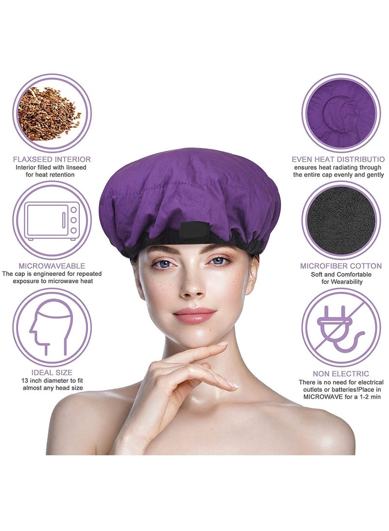 Cordless Deep Conditioning Heat Cap Safe Microwavable Heat Cap for Steaming Heat Therapy for Hair 100% Natural Cotton Flaxseed Seed Interior for Maximum Heat Retention - Image 2
