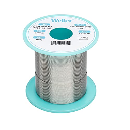 Weller WSW SCN M1 T0051404799 Solder Wire Dia 05 mm 0020 in Wt 100 g 3527 oz Alloy Sn993Cu06Ni005 Flux content 35 - Image 1