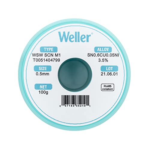 Weller WSW SCN M1 T0051404799 Solder Wire Dia 05 mm 0020 in Wt 100 g 3527 oz Alloy Sn993Cu06Ni005 Flux content 35 - Image 3
