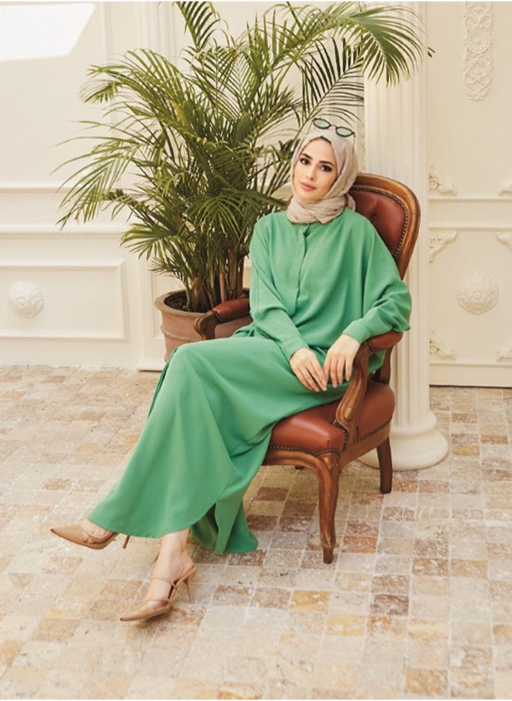 Loquat ملابس نسائية إسلامية عباية فستان رداء طويل ملابس صلاة للنساء المسلمات عبايات إسلامية متواضعة في دبي ملابس لعيد الفطر مهرجان القربان أخضر  - Image 1