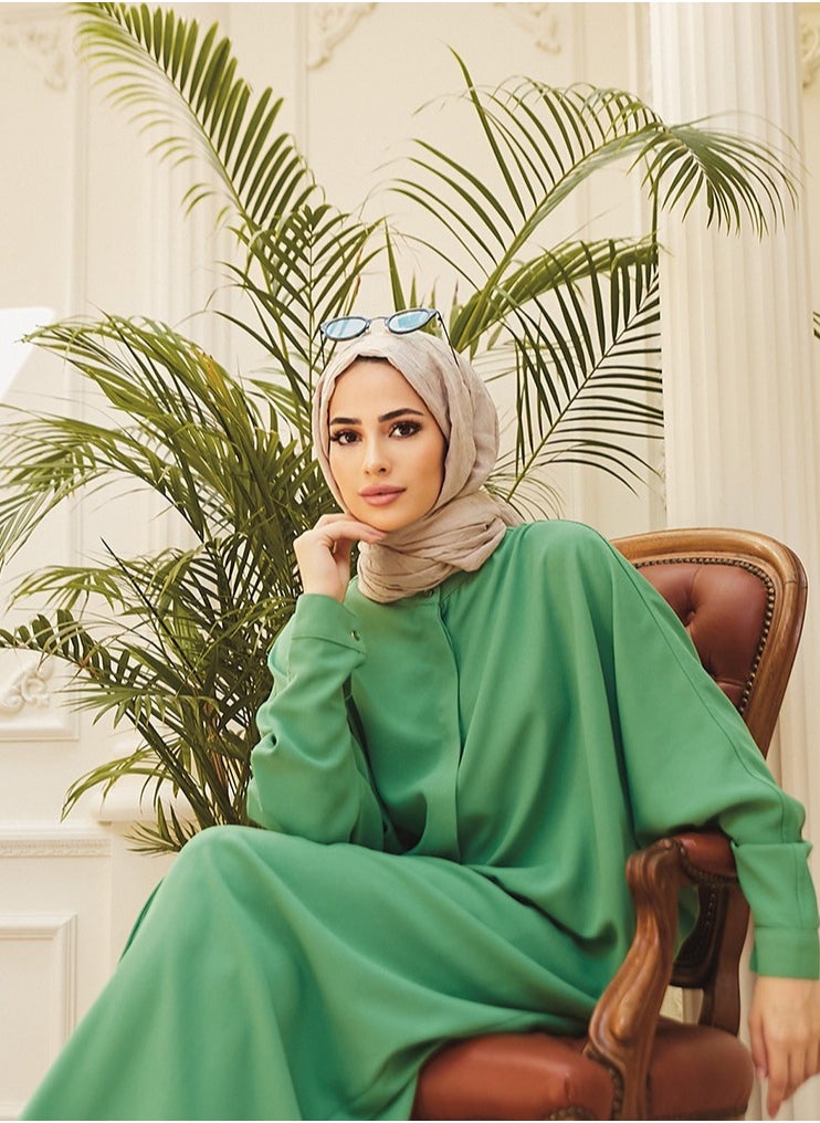 Loquat ملابس نسائية إسلامية عباية فستان رداء طويل ملابس صلاة للنساء المسلمات عبايات إسلامية متواضعة في دبي ملابس لعيد الفطر مهرجان القربان أخضر  - Image 3