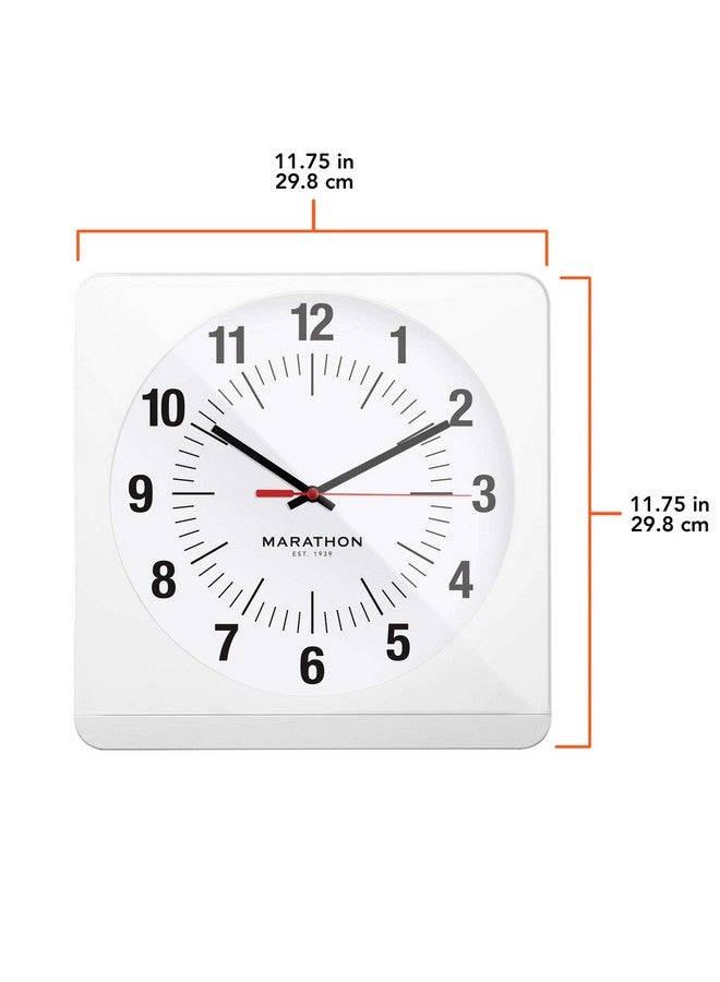 Marathon ساعة حائط أنالوج كبيرة 12 بوصة بإصدار الاستوديو مع ضوء ليلي تلقائي - Image 3