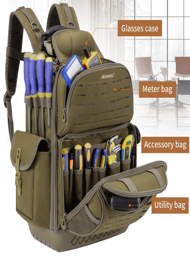 BLISSWILL Tool Bag Backpack for men,Heavy Duty Tool Backpack Bag with Waterproof Molded Base，62 Pockets/40 Loops Heavy Duty Tools Organizer Bags/Electrician/Industrial/Construction Work Backpack - Image 3