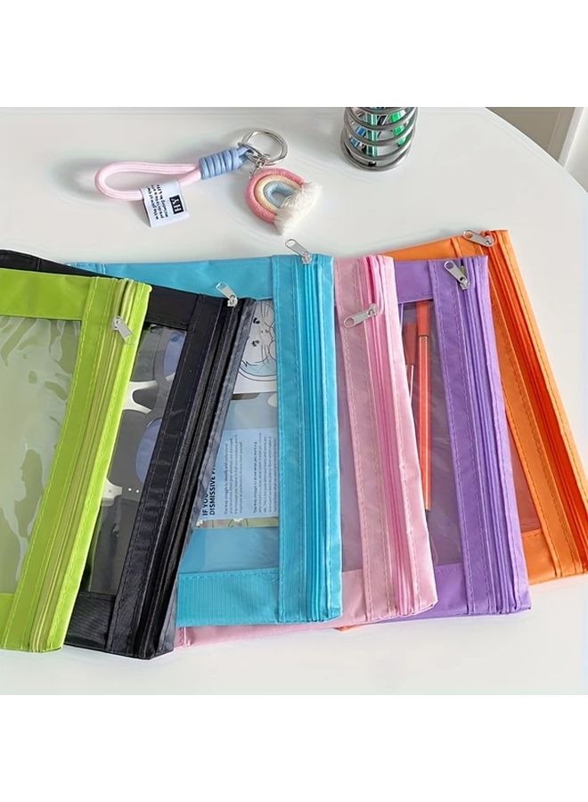 5pcs Colorful Three Hole Loose Leaf File Bags Mini Portable Oxford Clip Storage - Image 5