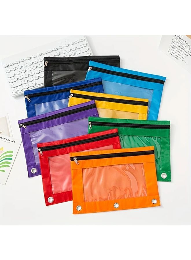 5pcs Colorful Three Hole Loose Leaf File Bags Mini Portable Oxford Clip Storage - Image 4
