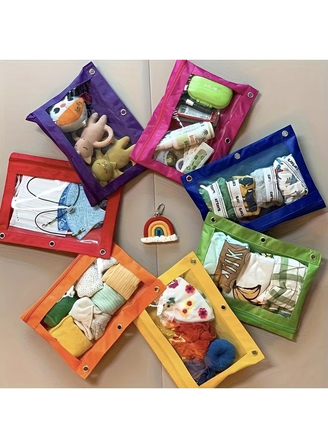 5pcs Colorful Three Hole Loose Leaf File Bags Mini Portable Oxford Clip Storage - Image 3