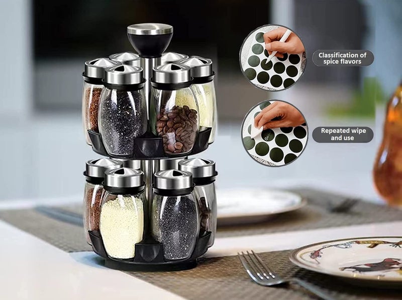 Kylinbigda Revolving Spice Rack Organizer Countertop, Spinning Spice Storage Rack Tower Organizer with 12 Empty Jars, Rotating Spice Holder Shelf Seasoning Rack Shelf, Spice Seasoning Bottle Organizer - Image 3