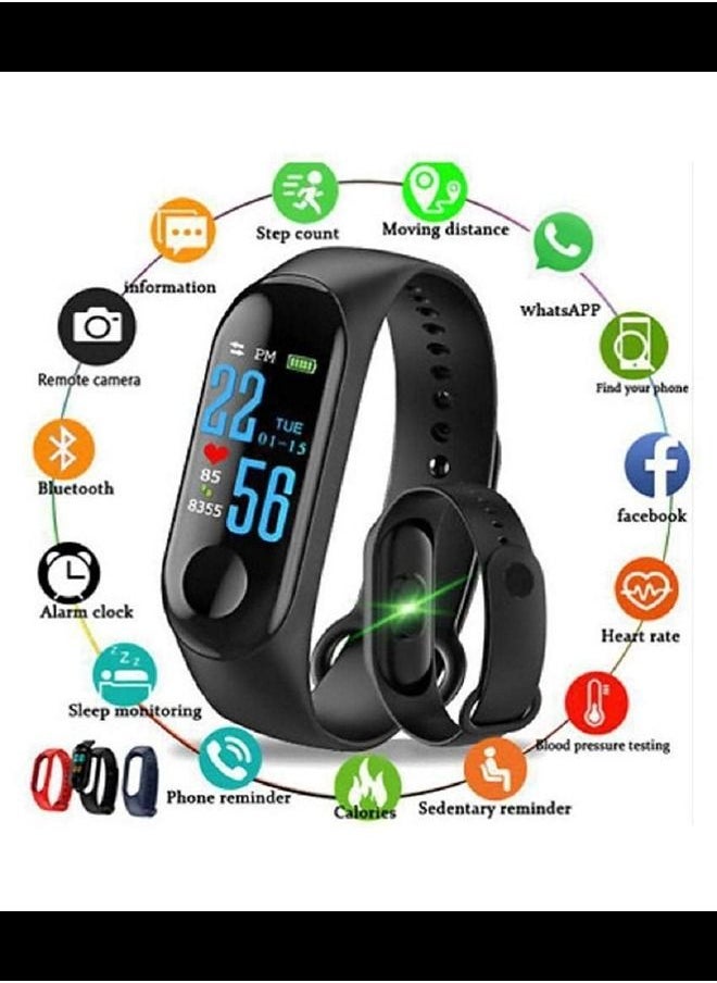 Generic - M3 Smart Bracelet Heart Rate Blood Pressure Monitor Smart Wristband Men Women Fitness Tracker Watch Life Waterproof Smart Band - Image 1