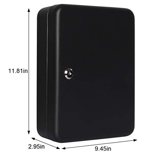 Jssmst Key Lock Box Wall Mount Security Key Storage Box, Locking Key Cabinet Wall Mount with 48 Key Hooks & Tags Key Labels, 11.81 x 9.45 x 2.95 inches, Black Matt - Image 2