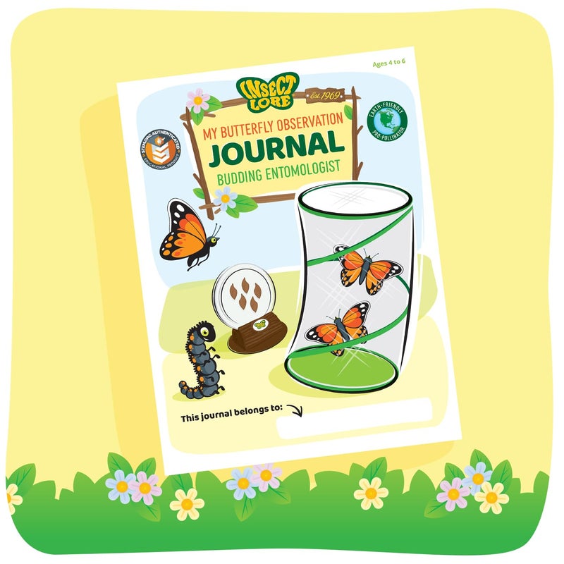 Insect Lore Butterfly Garden Kit - 5 Live Baby Caterpillars, Habitat, Feeder, Chrys-A-Lid Log, STEM Journal Included - Grow, Raise and Release Painted Lady Butterflies - Image 3