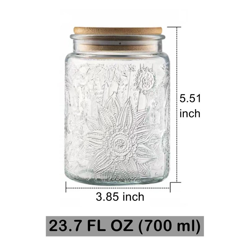 ANSQU Vintage Glass Jar Canister Airtight Storage Jar Container with Bamboo Wooden Lid for Kitchen Counter  Pantry  Coffee  Tea  Sugar  23.7 FL oz - Image 3