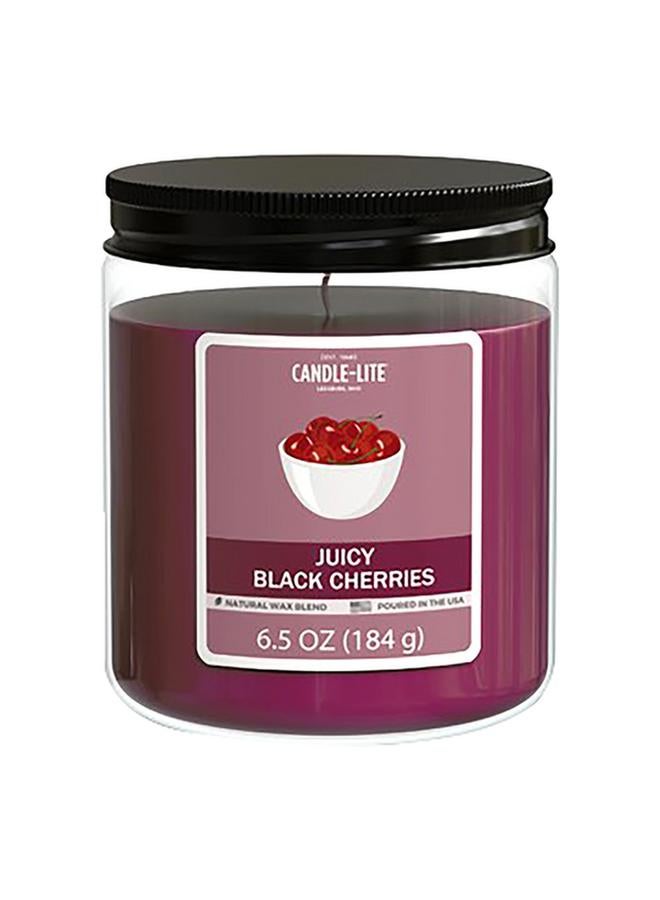 CANDLE-LITE Natural Wax Blend Highly Fragranced Juicy Black Cherries Scented Jar Candle with Top Lid Purple 6.5oz 4603565