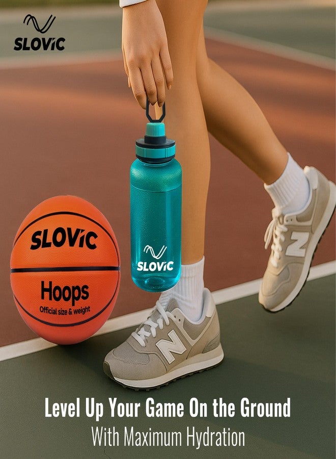 Slovic Water Bottle with Screw Cap [600 ML] | Leaf-Proof Gym Bottles for Adults | 100% BPA Free Water Bottle for School Kids | Ideal for Traveling & Office | Ergonomic Carry Handle | Transparent Blue - Image 4
