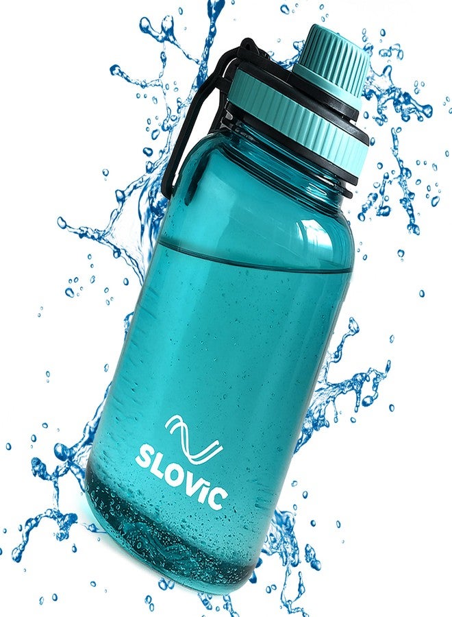 Slovic Water Bottle with Screw Cap [600 ML] | Leaf-Proof Gym Bottles for Adults | 100% BPA Free Water Bottle for School Kids | Ideal for Traveling & Office | Ergonomic Carry Handle | Transparent Blue - Image 1