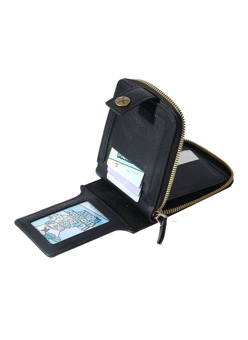 Mens Wallet Premium Gents Pu Leather Solid Color Business Wallet Card Holder with Secure Zipper And Button Closure
