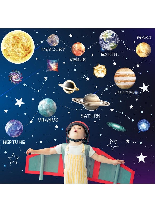 Robmoda Glow in The Dark Stars and Planets for Ceiling, Glow Solar System Wall Stickers, Space Wall Decals for Kids Boys Room (Blue) - Image 3