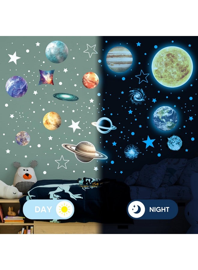 Robmoda Glow in The Dark Stars and Planets for Ceiling, Glow Solar System Wall Stickers, Space Wall Decals for Kids Boys Room (Blue) - Image 4