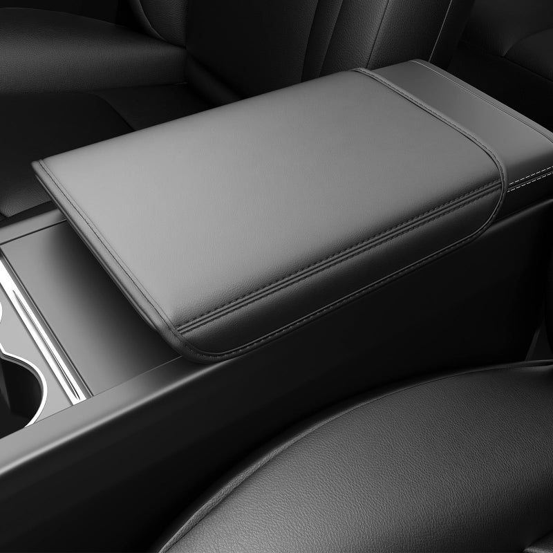 Wigoo Tesla New Model Y Juniper Model 3 Highland Faux Leather Center Console Armrest Cover NonSlip No Logo Cushioned Model 3 20242025New Model Y Juniper Accessories Black