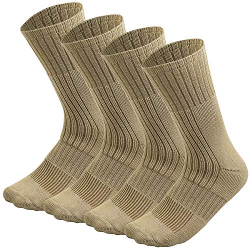 Falari 4-Pairs US Army Military Boot Socks Combat Trekking Hiking Policemen Firefighter Security Guard Out Door Activities Socks (4-pack Beige, 10-13) - Image 1
