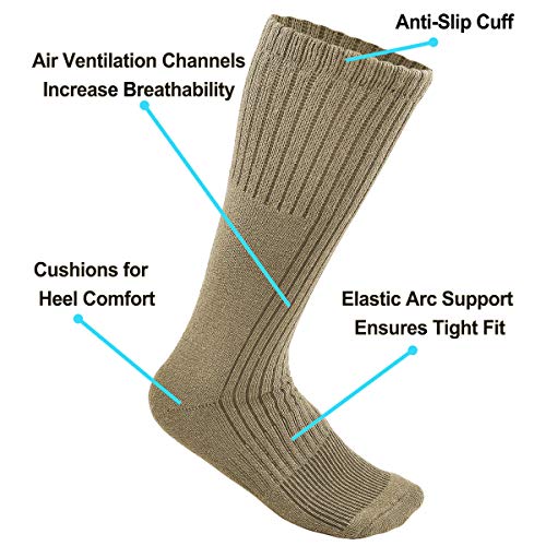 Falari 4-Pairs US Army Military Boot Socks Combat Trekking Hiking Policemen Firefighter Security Guard Out Door Activities Socks (4-pack Beige, 10-13) - Image 2