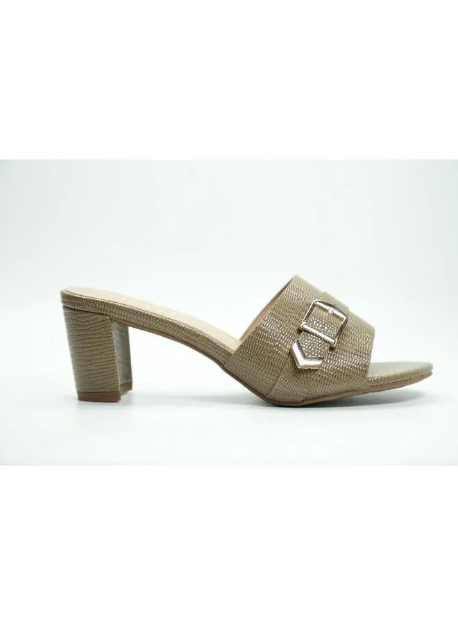 092-3043 Michelle Morgan Stylish Heeled Slide Sandals 413RJ192 Khaki