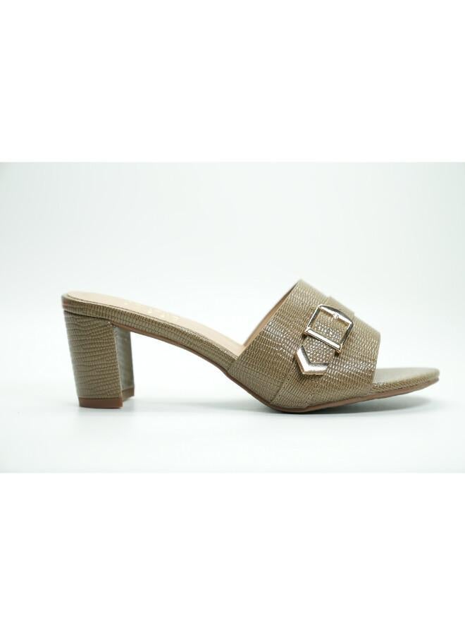 Michelle Morgan 092-3043 Michelle Morgan Stylish Heeled Slide Sandals 413RJ192 Khaki - Image 1