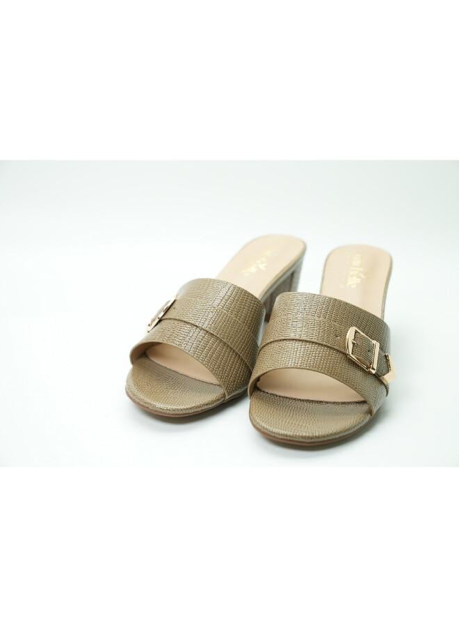 Michelle Morgan 092-3043 Michelle Morgan Stylish Heeled Slide Sandals 413RJ192 Khaki - Image 2