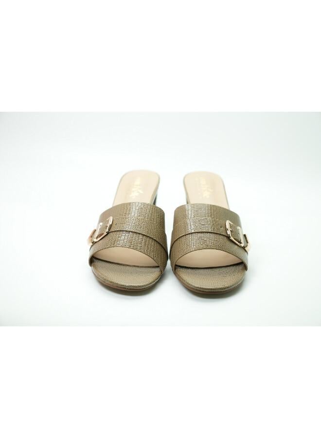 Michelle Morgan 092-3043 Michelle Morgan Stylish Heeled Slide Sandals 413RJ192 Khaki - Image 3