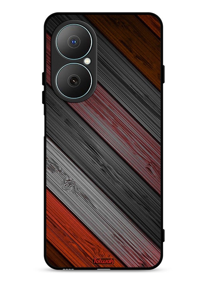 Tolwak Huawei Nova Y73 Protective Case Cover Colored Wooden Pattern