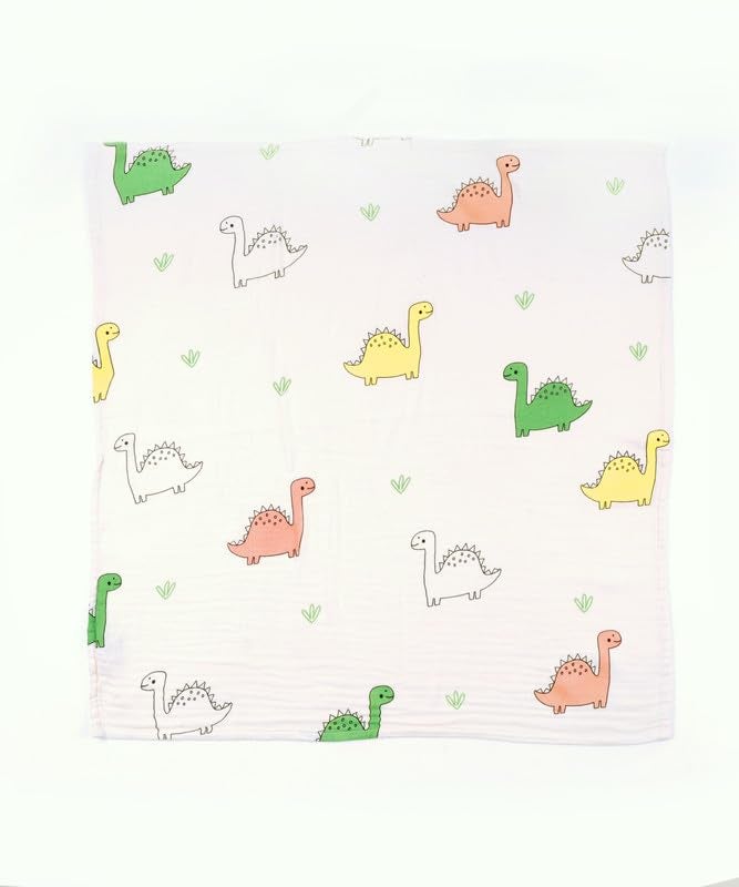 Doctor Towels, Bamboo Baby Swaddle Wrap for New Born, Muslin Towel for Baby, 75 x 75 cm, 300 GSM, Pack of 1 Towels for Newborn, Soft Baby Towels for 0 to 2 Years (Dino Dream) - Image 4