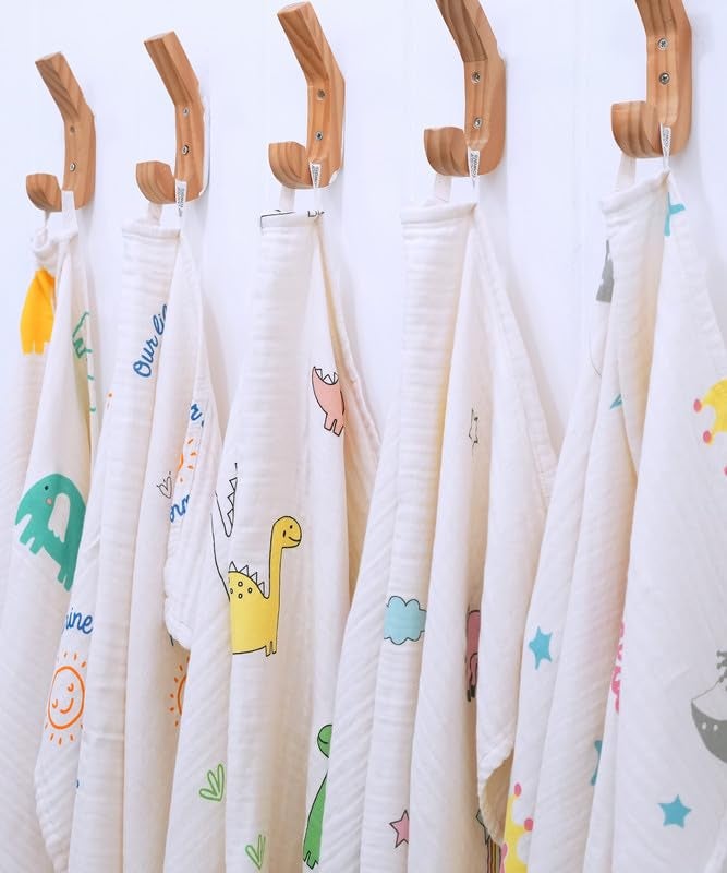 Doctor Towels, Bamboo Baby Swaddle Wrap for New Born, Muslin Towel for Baby, 75 x 75 cm, 300 GSM, Pack of 1 Towels for Newborn, Soft Baby Towels for 0 to 2 Years (Dino Dream) - Image 5