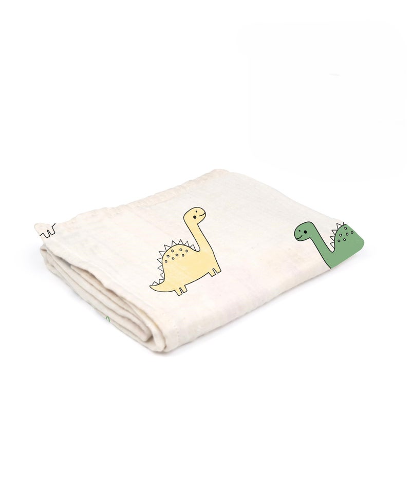Doctor Towels, Bamboo Baby Swaddle Wrap for New Born, Muslin Towel for Baby, 75 x 75 cm, 300 GSM, Pack of 1 Towels for Newborn, Soft Baby Towels for 0 to 2 Years (Dino Dream) - Image 3