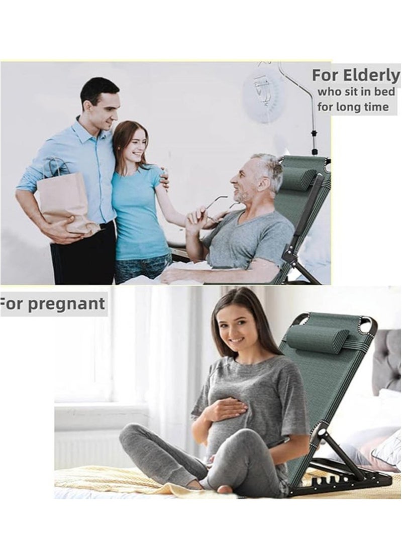 Apustim Adjustable Bed Backrest with Armrests，Adult Reading Floor Chair with Pillow Patient Care Bed Chair，Sit On Bed Foldable 7 Position Adjustable，Breathable Fabric Large Size（Black）  - Image 4
